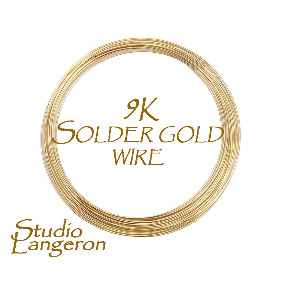 9K Solder wire yellow solid gold easy, medium, hard, solder gold, wire gold, solder, Jewelry making, gold 9K, solid gold - 4 inch (10 cm)