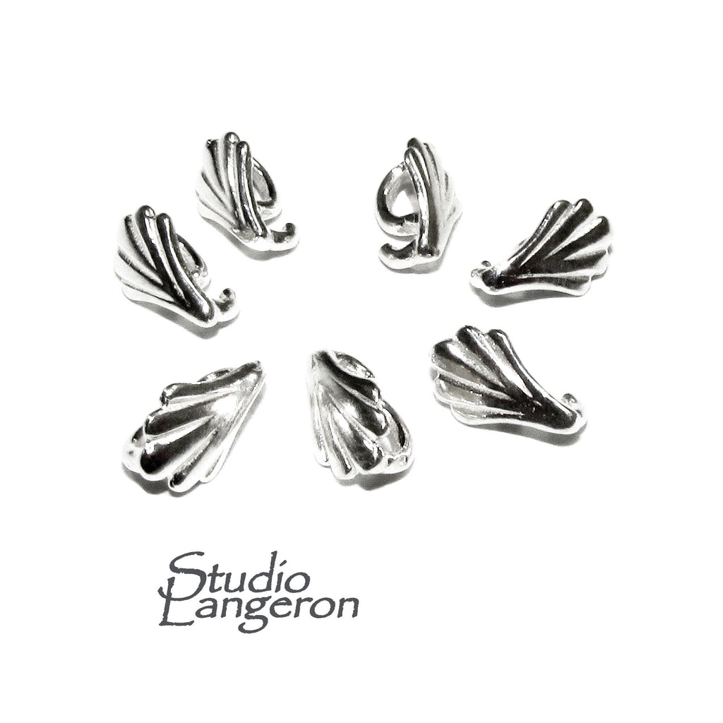 925 Sterling silver decorative Leaf Pendant Bails, sterling silver Bail, Jewelry making, Bail finding, bail for pendant, silver - 1 piece