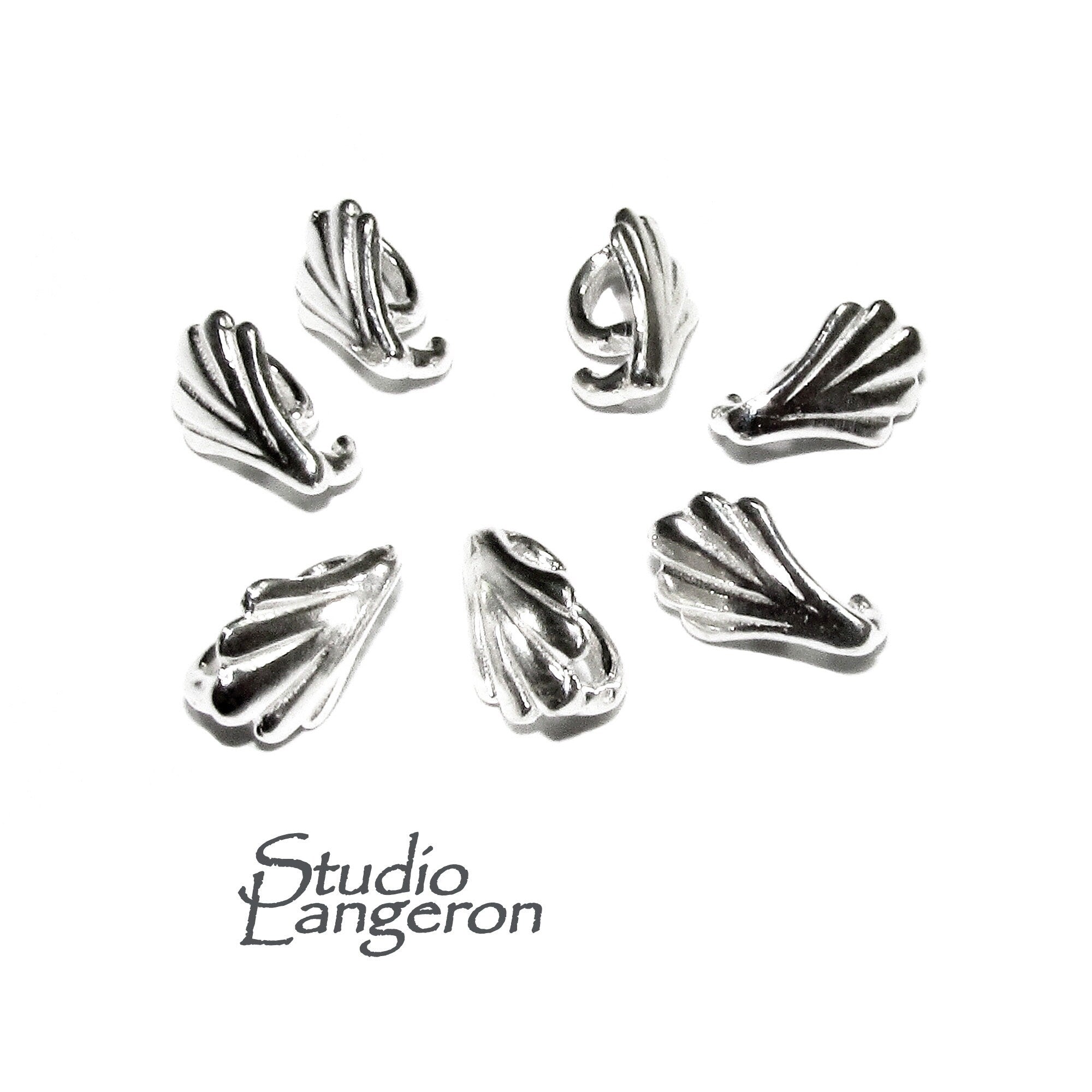 925 Sterling silver decorative Leaf Pendant Bails, sterling silver Bail, Jewelry making, Bail finding, bail for pendant, silver - 1 piece