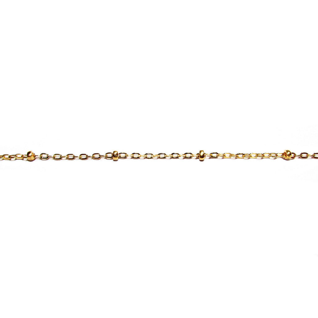 14/20 Yellow Gold-Filled Oval Cable Chain with 2mm Roundel Beads - 1 Ft (30 cm)