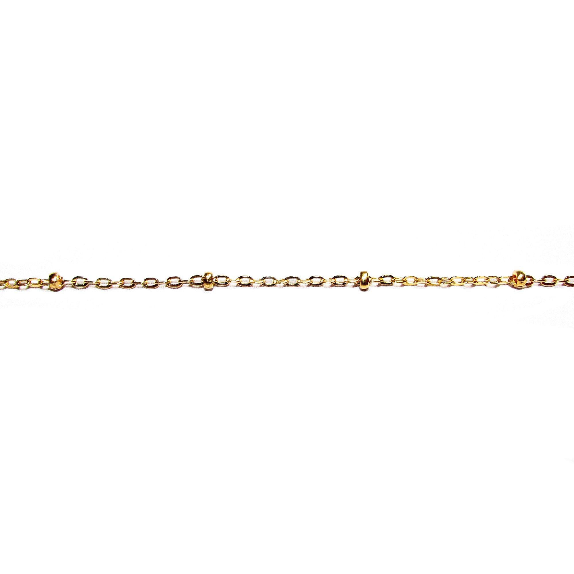 14/20 Yellow Gold-Filled Oval Cable Chain with 2mm Roundel Beads - 1 Ft (30 cm)