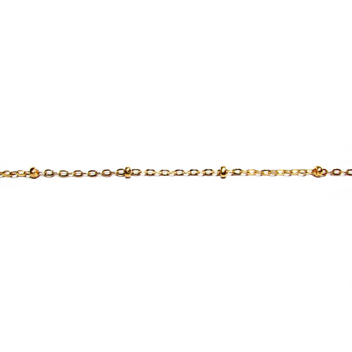 14/20 Yellow Gold-Filled Oval Cable Chain with 2mm Roundel Beads - 1 Ft (30 cm)