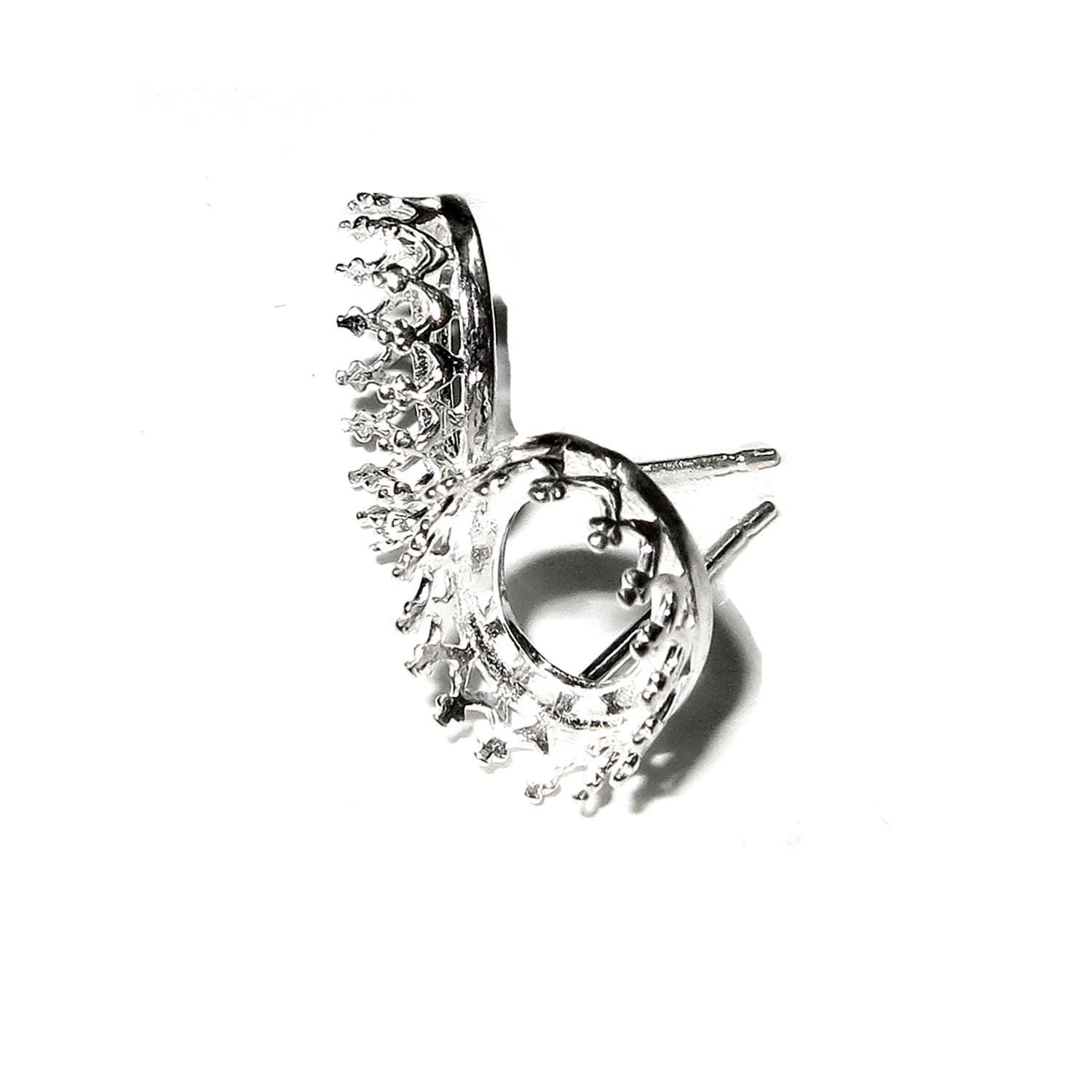 925 Sterling Silver Blank earrings with oval Bezel cup size 6x8, 8x10 mm, Jewelry making, Setting, Earrings mounting - 1 pair (2 pieces)