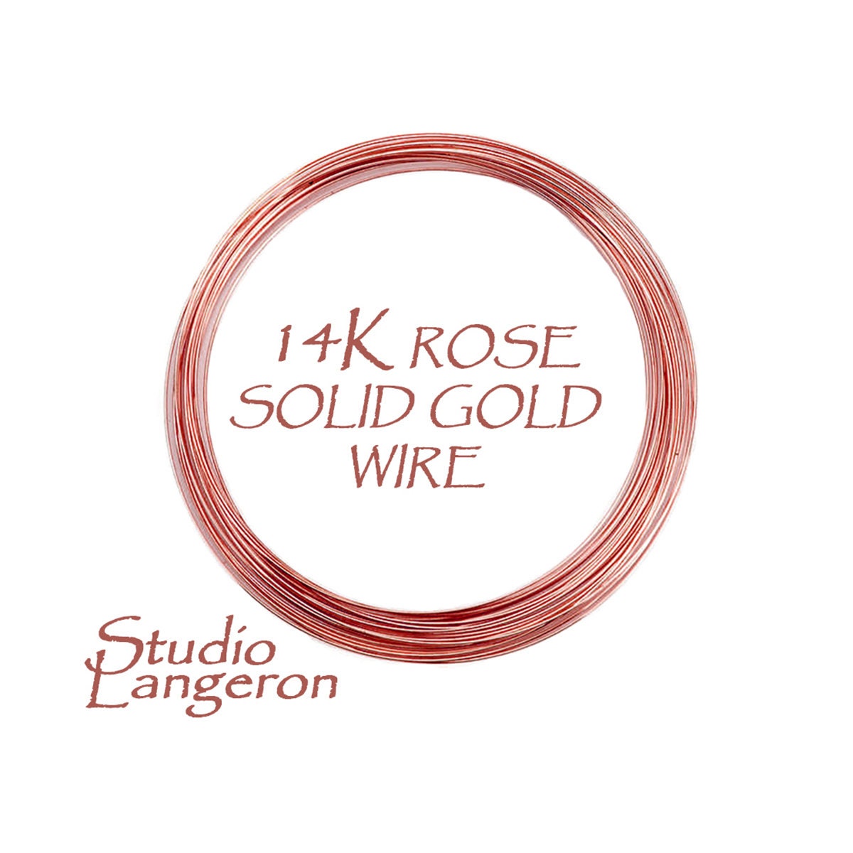 14K solid rose gold wire 26-15 gauge Half-Hard, Gold wire, Jewelry making, 14K solid gold, Solid gold wire, Gold findings – 4 inch (10 cm)