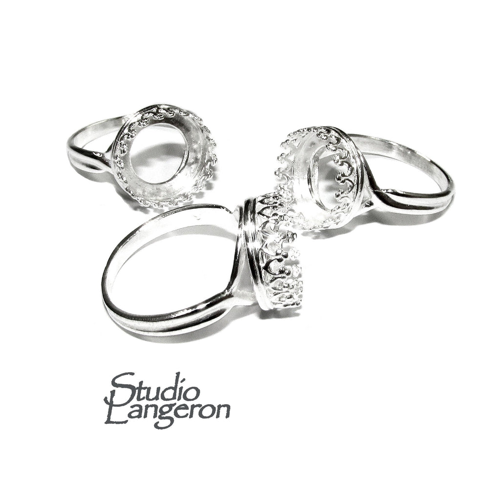 12 mm 925 sterling silver blank ring with bezel cup size 5, 6, 7, 8, 9, silver ring, bezel cup, base ring, setting, Jewelry making - 1 piece