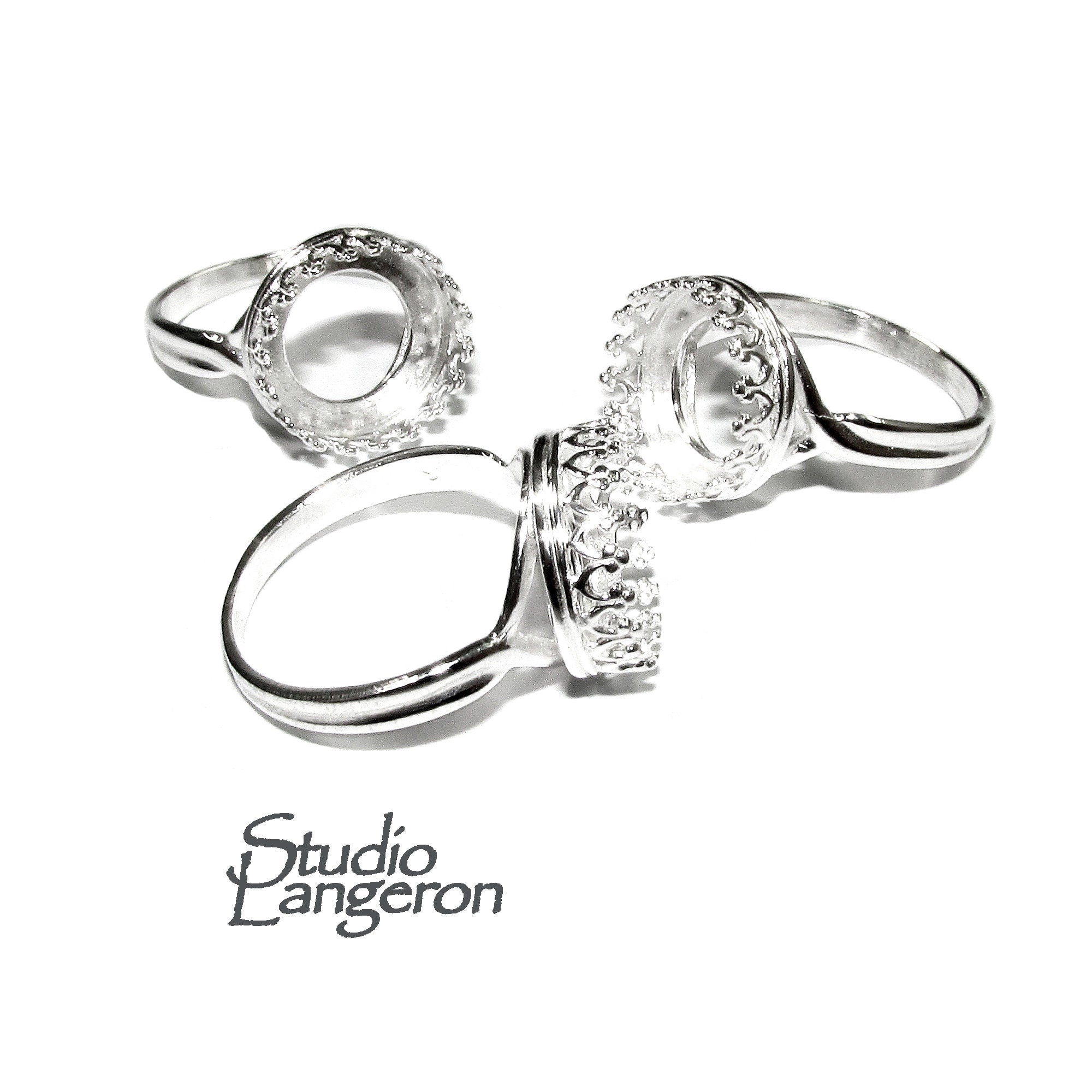 12 mm 925 sterling silver blank ring with bezel cup size 5, 6, 7, 8, 9, silver ring, bezel cup, base ring, setting, Jewelry making - 1 piece