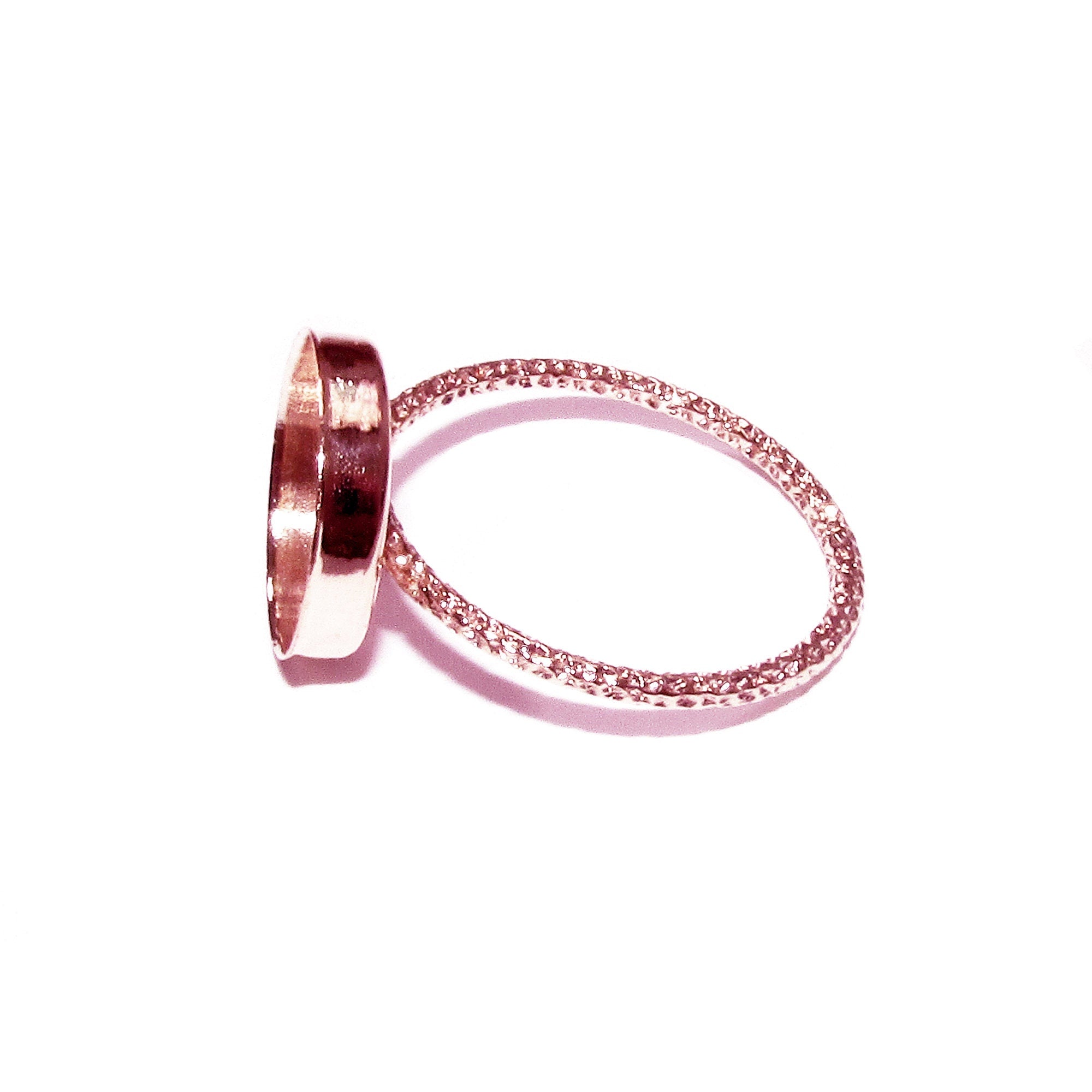 14K Rose gold filled decorative blank ring with bezel cup 12 mm size 4 - 11, Base ring, Gold filled ring, bezel cup, Setting - 1 piece