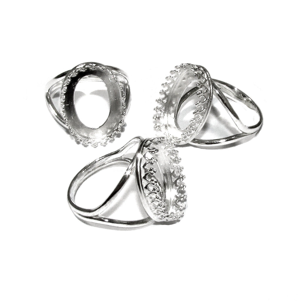 13x18mm 925 sterling silver blank ring with bezel cup size 5, 6, 7, 8, silver ring, bezel cup, mounting, base ring, Jewelry making - 1 piece
