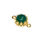 14K Gold Filled natural green chalcedony round Link Connector size 14x7mm, Chalcedony gold filled link, Jewelry making, Connector - 1 piece