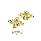 14K Gold filled connector with crystals 2.0x2.0 cm, gold filled link, Jewelry making, link connector - 1 piece