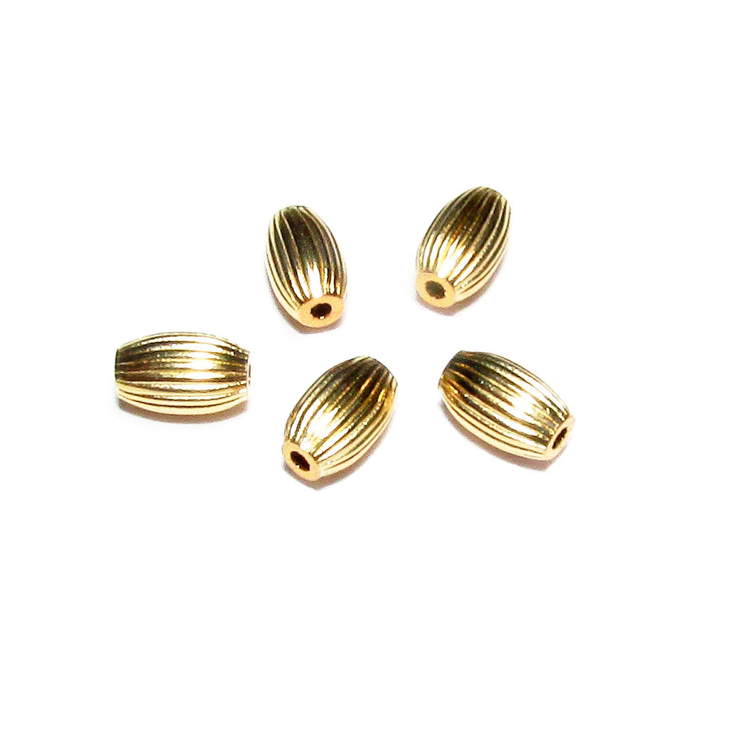 14K yellow gold filled oval corrugated beads size 5x3 mm, Oval Beads, Gold filled beads, Jewelry making, Corrugated beads - 1 piece