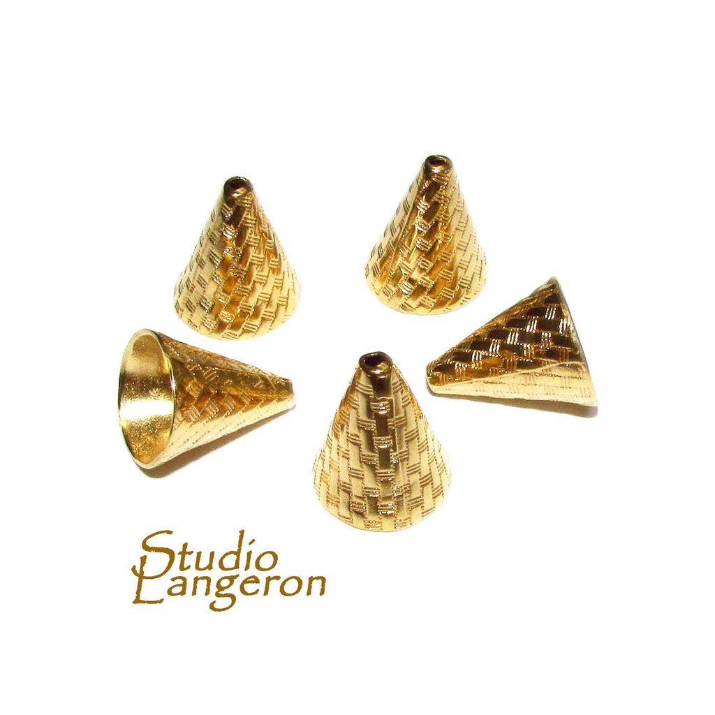 14K Gold Filled Large Bead Cones, Beading, Bead cone, Cones Gold filled, Jewelry making, End caps, Gold filled cone - 1 pair (2 pieces)