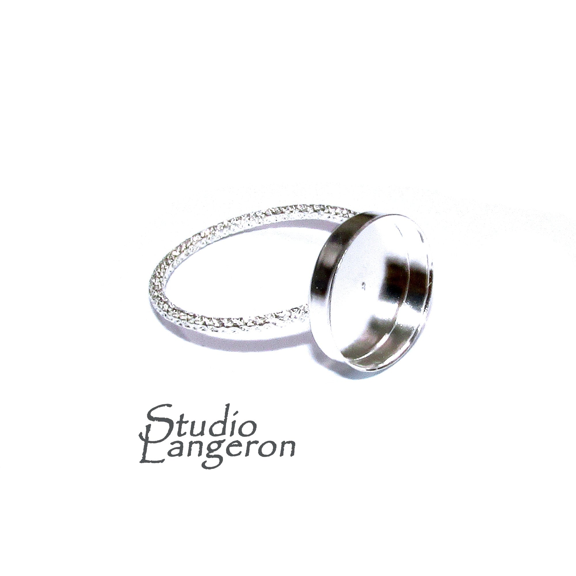 925 sterling silver blank ring with bezel cup 12 mm size 4, 5, 6, 7, 8, 9, 10, 11, bezel cup, base ring, Jewelry making, Setting - 1 piece