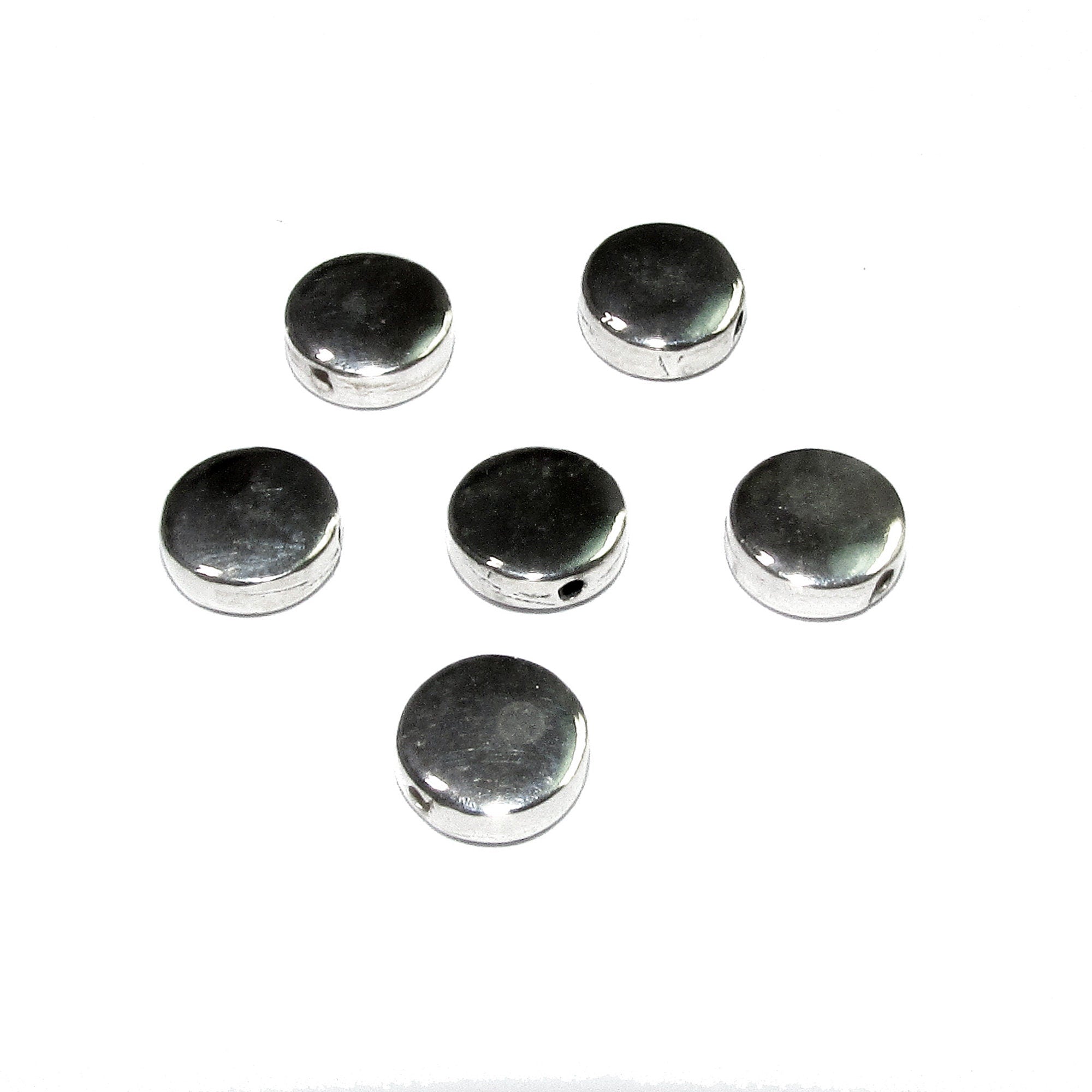 925 Sterling silver Round flat beads size 7.0x2.7 mm, Flat beads, Beads for bracelets, 925 Silver beads, Jewelry making, Beads - 1 piece