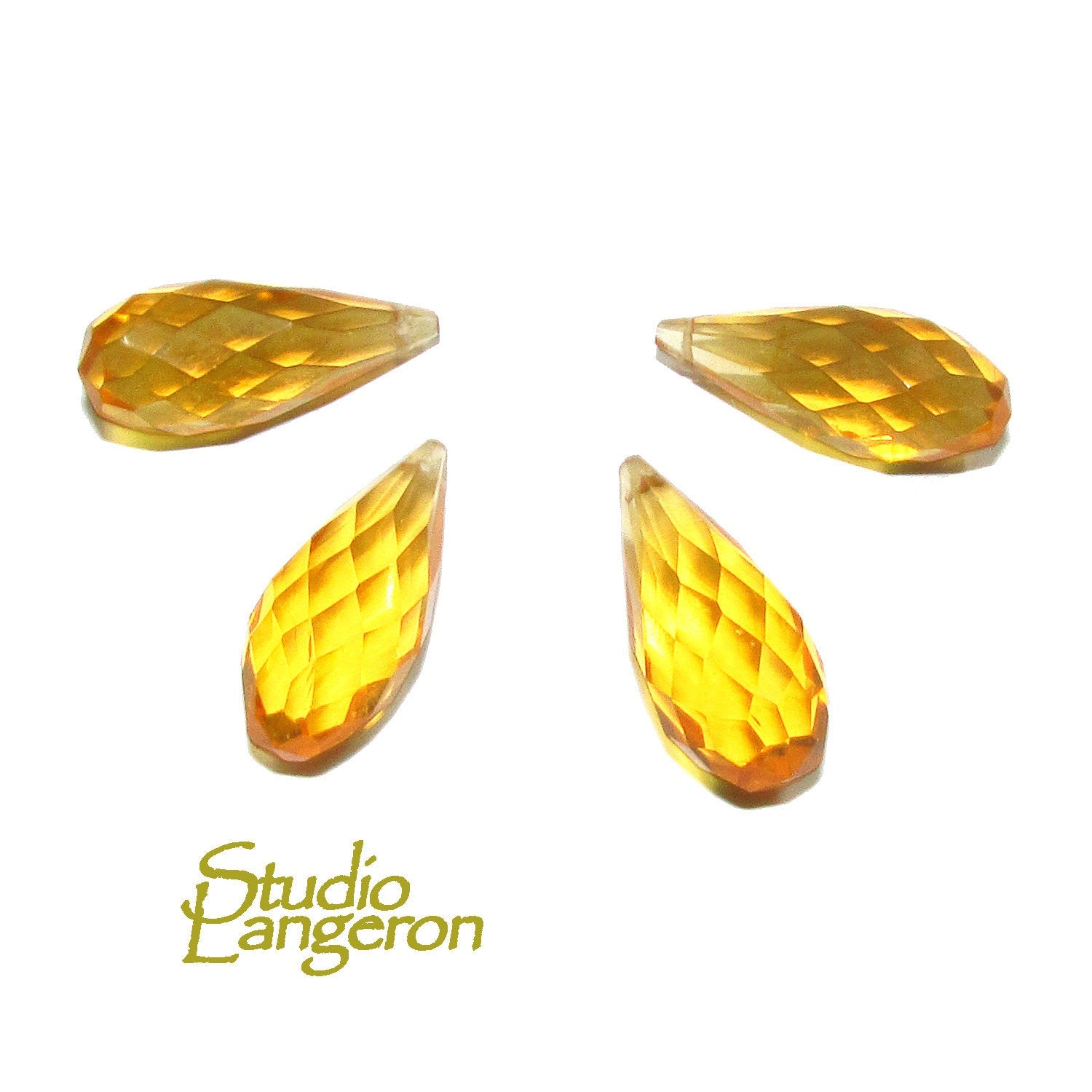 Natural Citrine Teardrop faceted Beads size 20x8 mm, Citrine Gemstone, Jewelry making, Natural Gemstone Teardrop beads - 1 piece