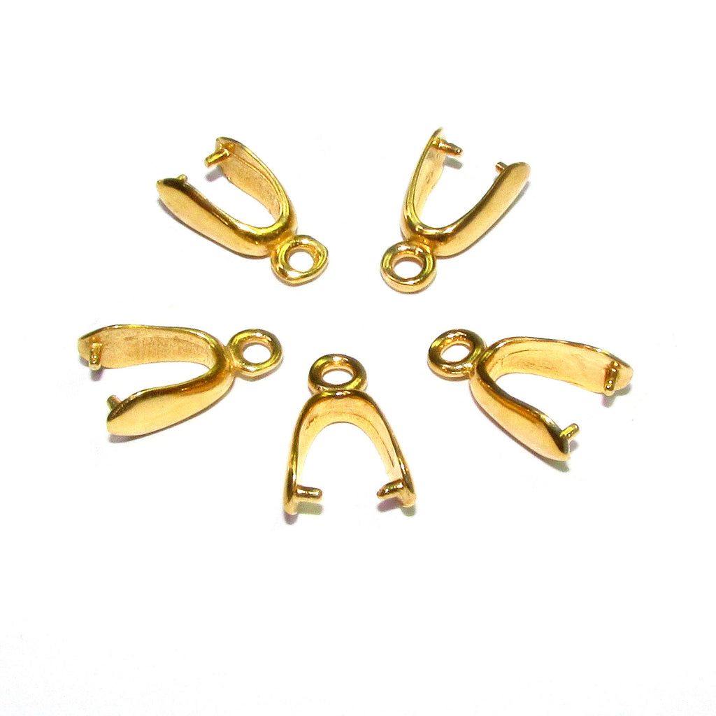 14K Yellow gold filled Large Pinch Pendant Bail, Jewelry making, bail with loop, Bail, Gold filled, Bail gold filled, Bail finding - 1 piece