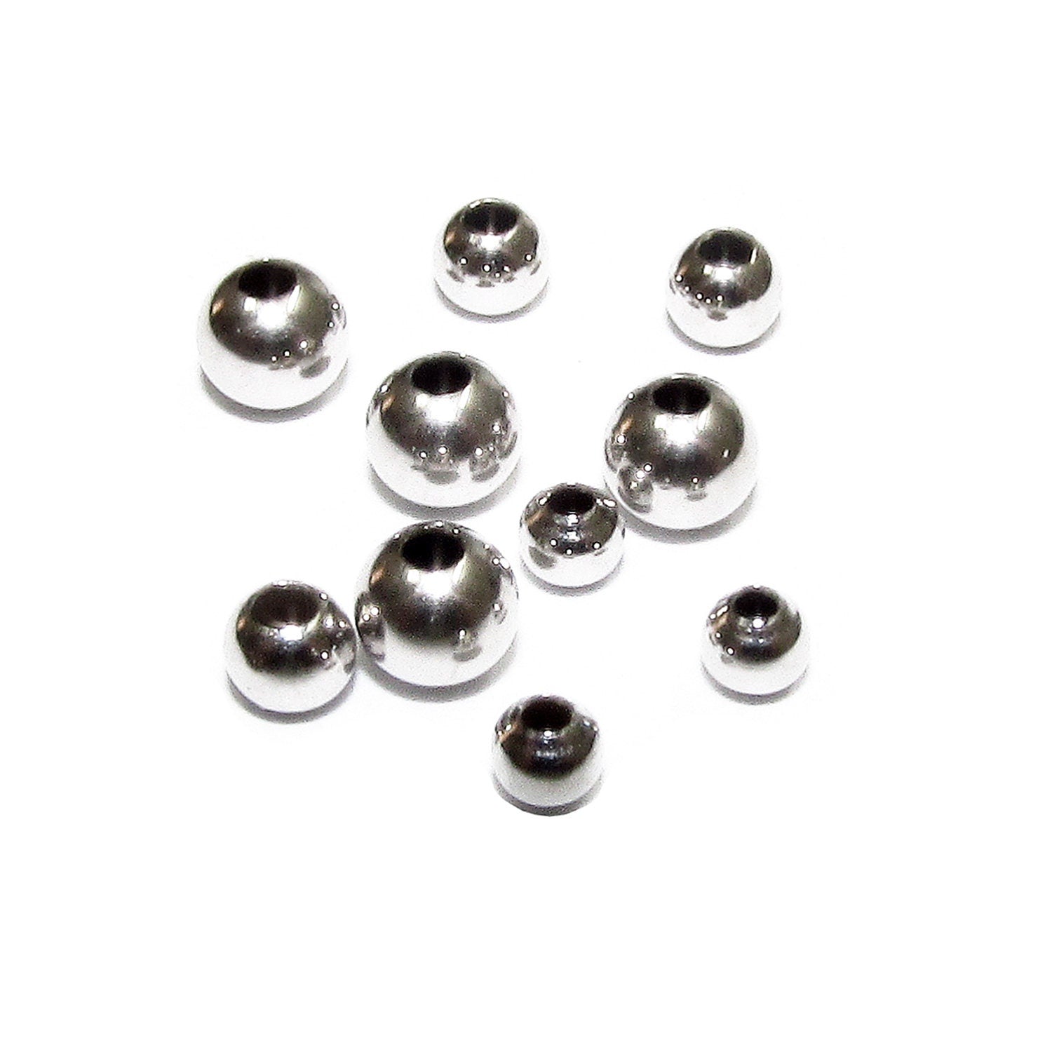 14K white solid gold seamless round beads size 2 - 10 mm, 14K solid gold beads, white gold, round beads, White gold round beads - 1 piece