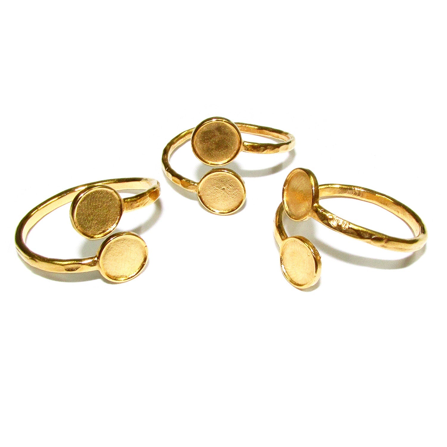 14K Yellow gold filled open blank ring with a two bezel cups 6 mm, base ring, Jewelry making, ring gold filled, Setting, Bezel cup - 1 piece