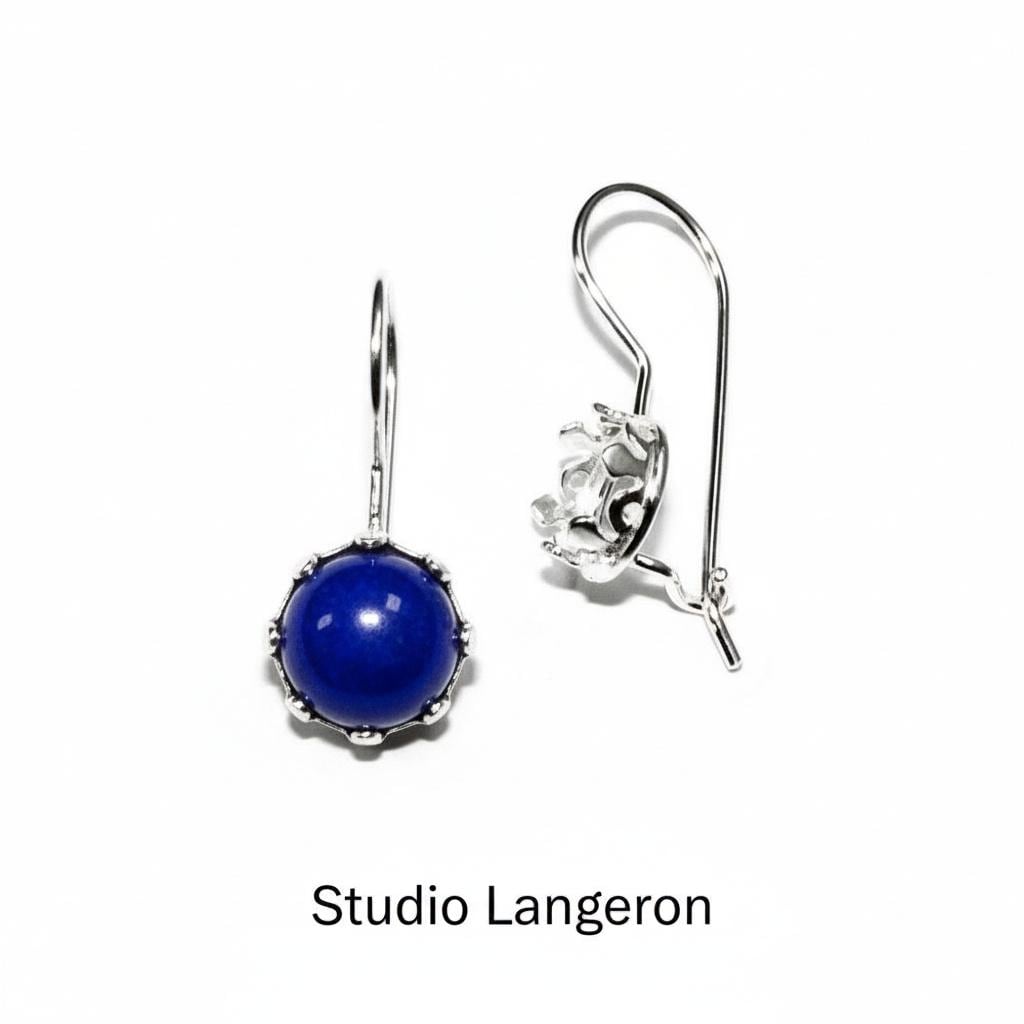 6 mm size 925 sterling silver blank earrings with round bezel cup, Jewelry making, Setting, bezel cup, base earrings - 1 pair (2 pieces)