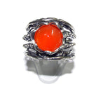 Statement Natural opal ring 925 sterling silver size 8 1/2, Handmade ring, single copy, sterling silver, Orange opal, silver ring, gemstone