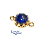 14K Gold Filled natural Lapis lazuli round Link Connector size 14x7mm, Natural Lapis lazuli silver link, Jewelry making, Connector - 1 piece