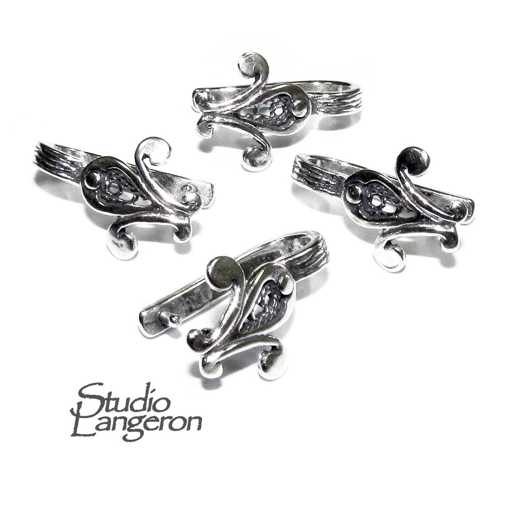 925 Sterling Silver Fleur-de-Lis Pinch Pendant Bail, sterling silver Bail, Jewelry making, bail for pendant, 925 Sterling silver - 1 piece