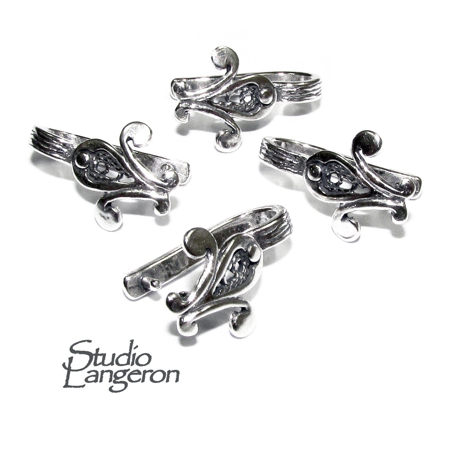 925 Sterling Silver Fleur-de-Lis Pinch Pendant Bail, sterling silver Bail, Jewelry making, bail for pendant, 925 Sterling silver - 1 piece