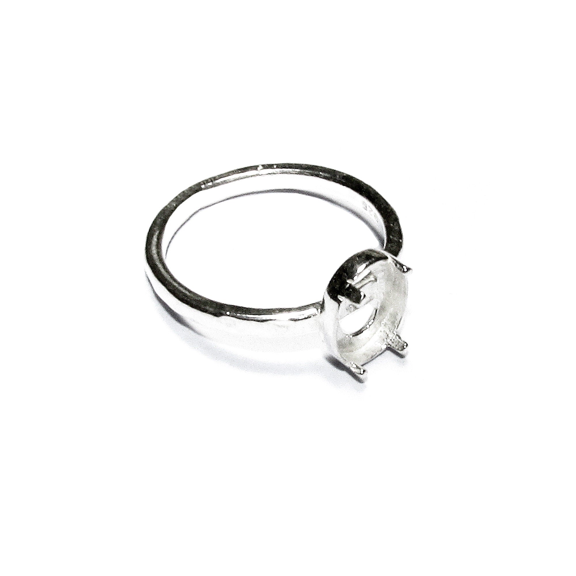 925 sterling silver blank ring with prong setting 6x8 mm size 5, 6, 7, 8, 9, silver ring, Jewelry making, base ring, Setting - 1 piece