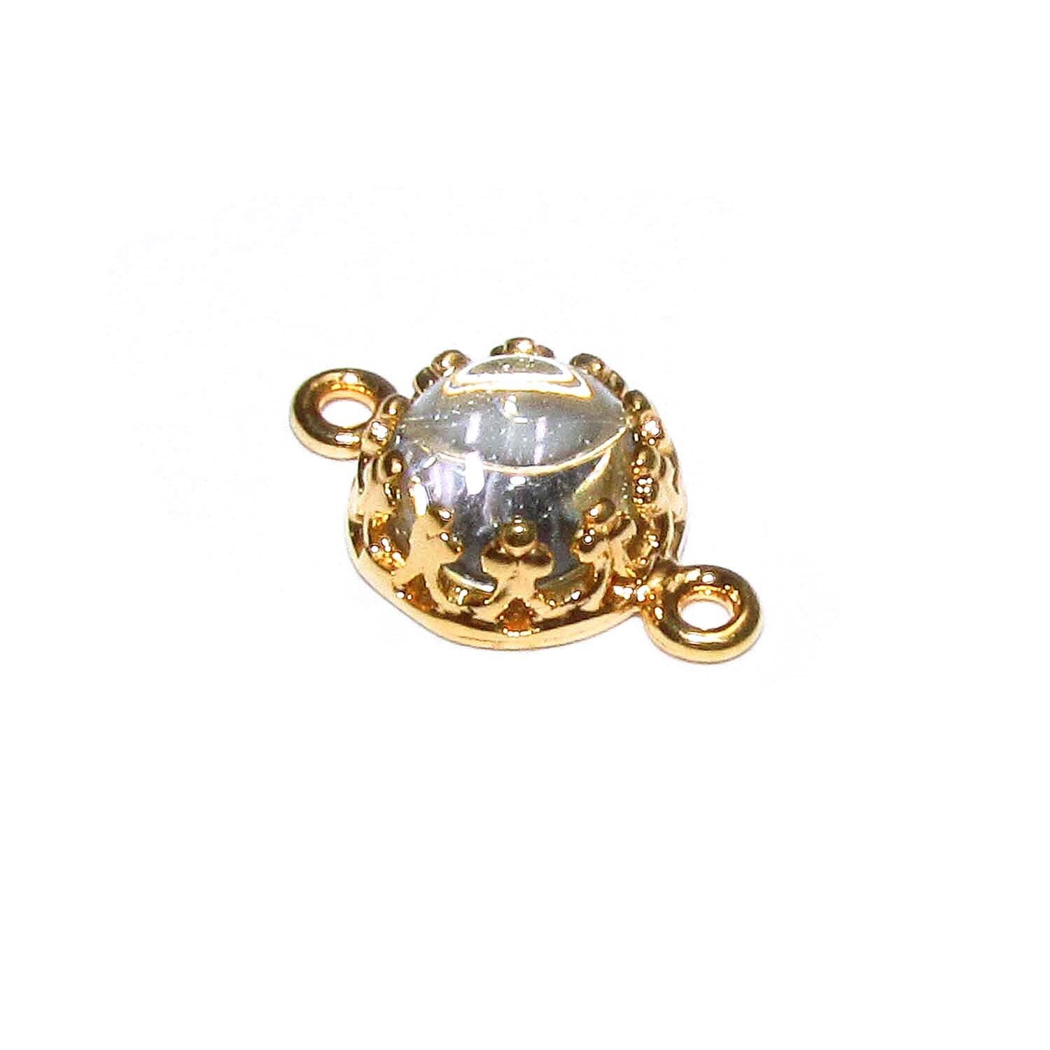 14K Gold Filled natural blue topaz round Link Connector size 14x7 mm, Natural blue topaz silver link, Jewelry making, Connector - 1 piece