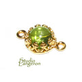 14K Gold Filled natural Peridot round Link Connector size 14x7 mm, Natural Peridot gold filled link, Jewelry making, Connector - 1 piece