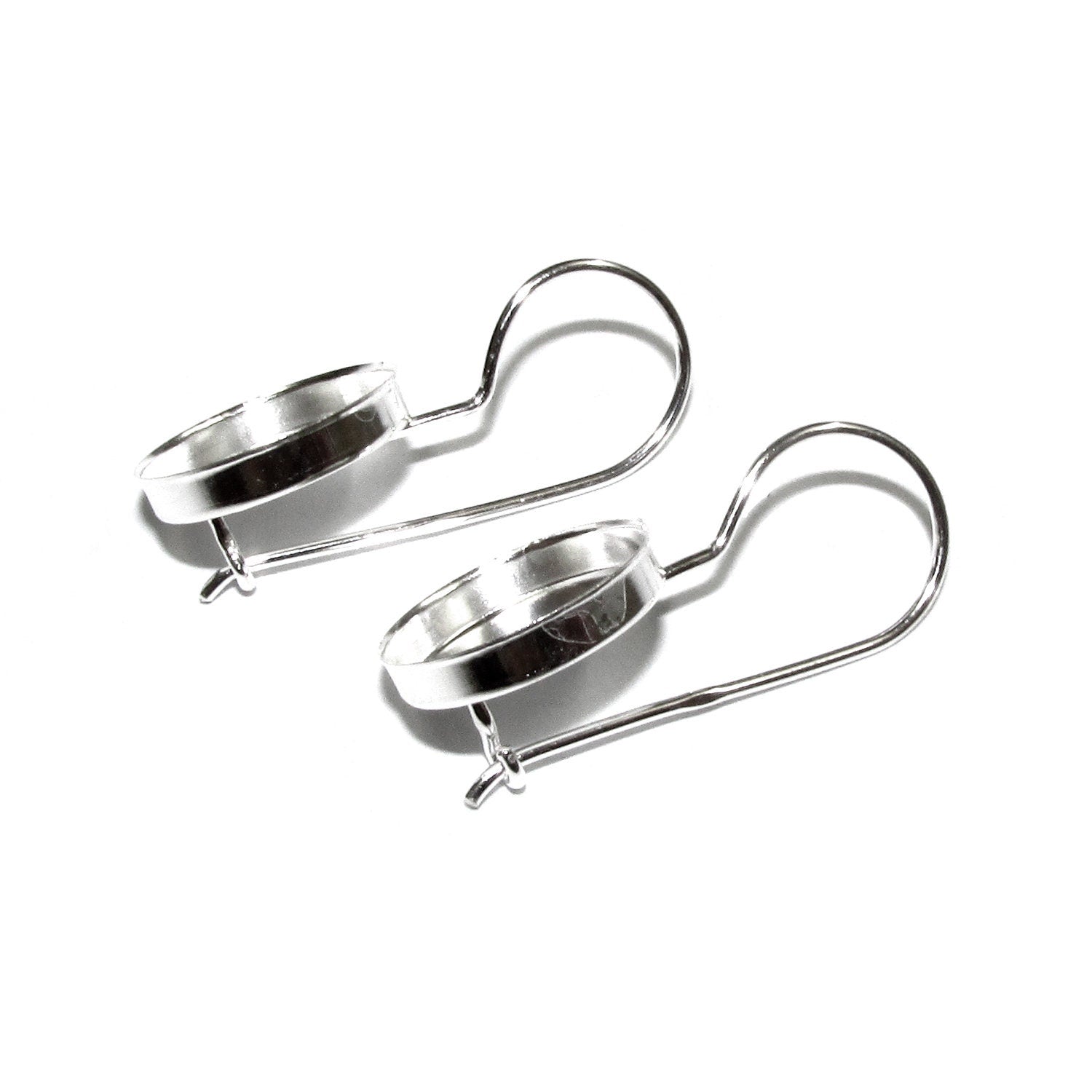 14 mm 925 sterling silver blank earrings with bezel cup, Jewelry making, Setting, bezel cup, base earrings, 925 silver - 1 pair (2 piece)