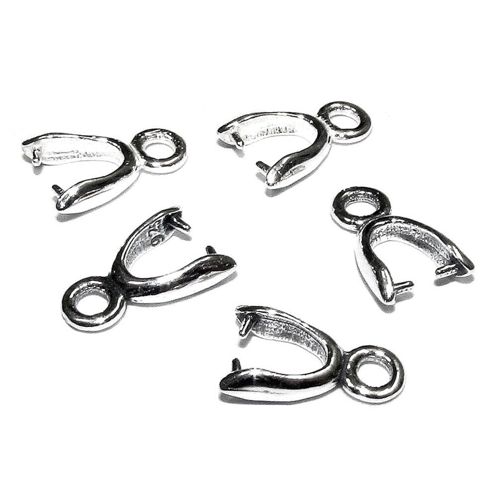 925 Sterling silver Small Pinch Pendant Bail with Ring, silver Bail, Bail finding, Jewelry makingr, bail for pendant - 1 piece
