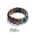 Natural Stone Indian Agate Square Beads Bracelets, Faceted Rectangle Strand Bangle For Men, Women, Gemstone, Jewelry Gifts, Indian Agate