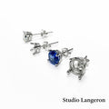 925 Sterling Silver Round blank earrings with 4-Prong Setting size 4, 5, 6, 7, 8mm, Earring Post, Jewelry making, Setting - 1 pair (2 piece)