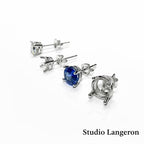 925 Sterling Silver Round blank earrings with 4-Prong Setting size 4, 5, 6, 7, 8mm, Earring Post, Jewelry making, Setting - 1 pair (2 piece)