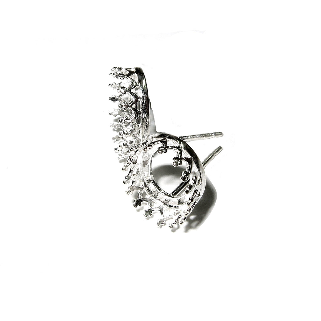 925 Sterling Silver Blank earrings with oval Bezel cup size 6x8, 8x10 mm, Jewelry making, Setting, Earrings mounting - 1 pair (2 pieces)