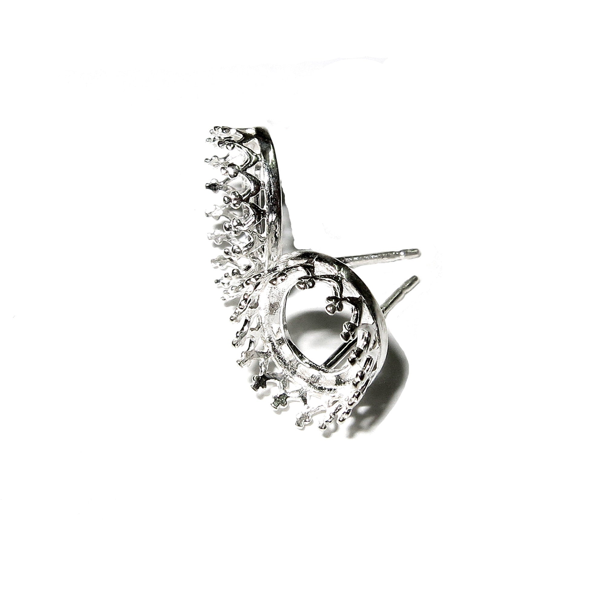 925 Sterling Silver Blank earrings with oval Bezel cup size 6x8, 8x10 mm, Jewelry making, Setting, Earrings mounting - 1 pair (2 pieces)