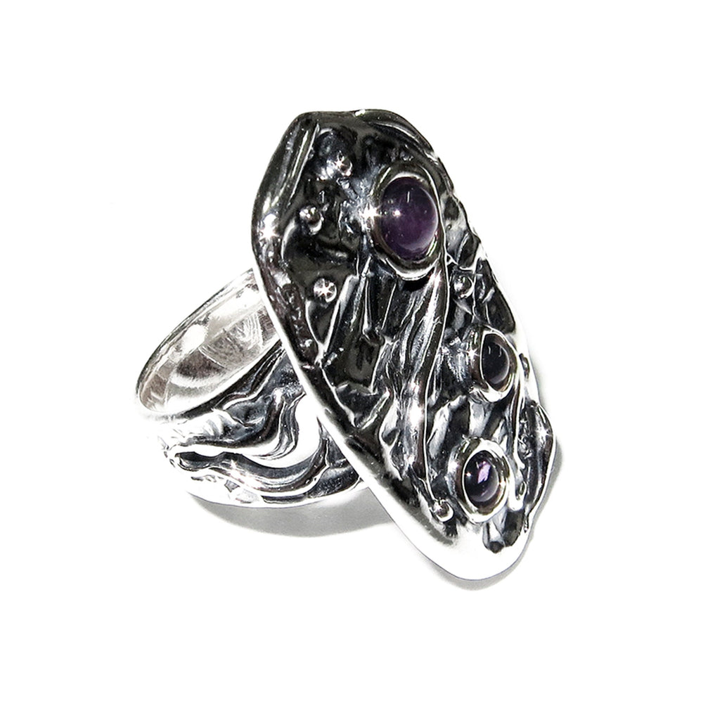 Natural Amethysts ring 925 sterling silver size 6, Handmade ring, single copy, Natural Amethysts, silver ring, Statement ring, Amethyst ring