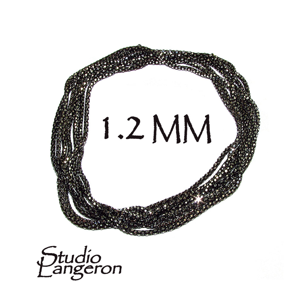 1.2 mm Sterling Silver Black Rhodium Plated beading chain, beading chain, Silver chain, Jewelry making, Black silver chain - 1 Ft (30 cm)