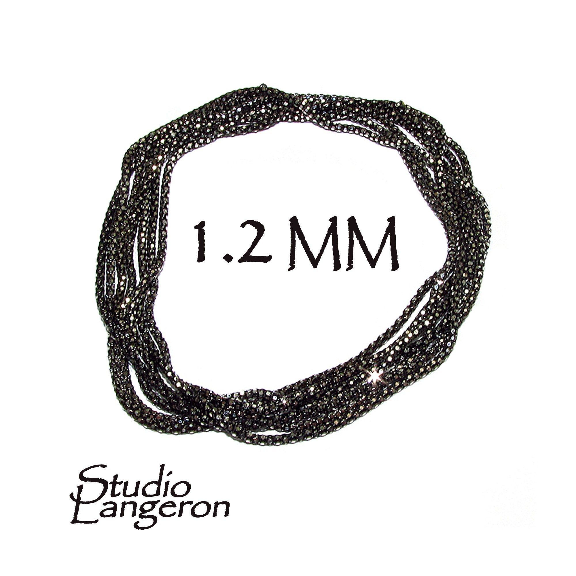 1.2 mm Sterling Silver Black Rhodium Plated beading chain, beading chain, Silver chain, Jewelry making, Black silver chain - 1 Ft (30 cm)