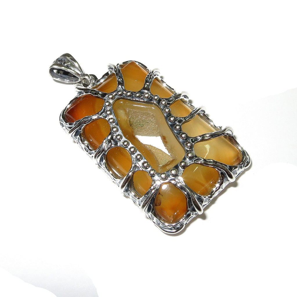 Druze agate brown pendant 925 sterling silver size 3.5x2.5 cm, Agate pendant, single copy, Druse Agate, Handmade pendant, Brown, Gemstone