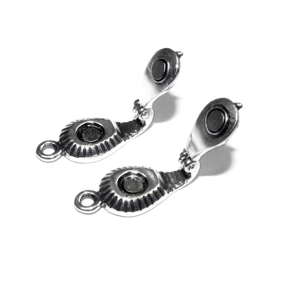 925 Sterling Silver Fold-Over Magnetic Clasp, Magnetic clasp, Clasp, Silver clasp, Round clasp, Jewelry making, 925 silver clasp - 1 piece