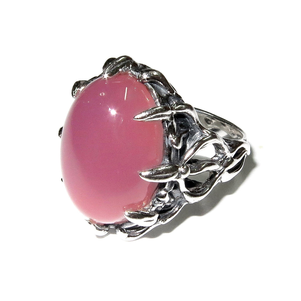 Statement Chalcedony ring 925 sterling silver size 7, Handmade ring, single copy, 925 sterling silver, Natural Lavender Chalcedony, gemstone