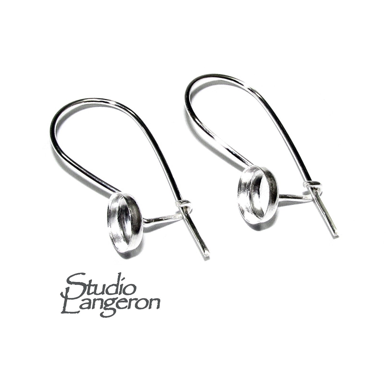 6 mm 925 sterling silver blank earrings with bezel cup, Jewelry making, Setting, bezel cup, base earrings, 925 silver - 1 pair (2 piece)