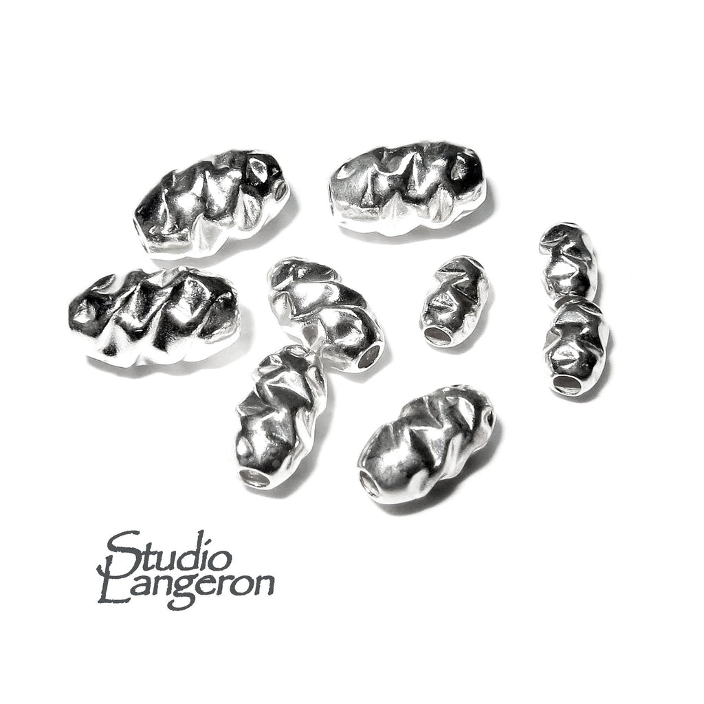 925 Sterling Silver Hammered shiny oval Beads Size 3x5, 4x6.5, 5x7 mm, Jewelry making, Hammered oval Spacer Bead, Silver oval bead - 1 piece