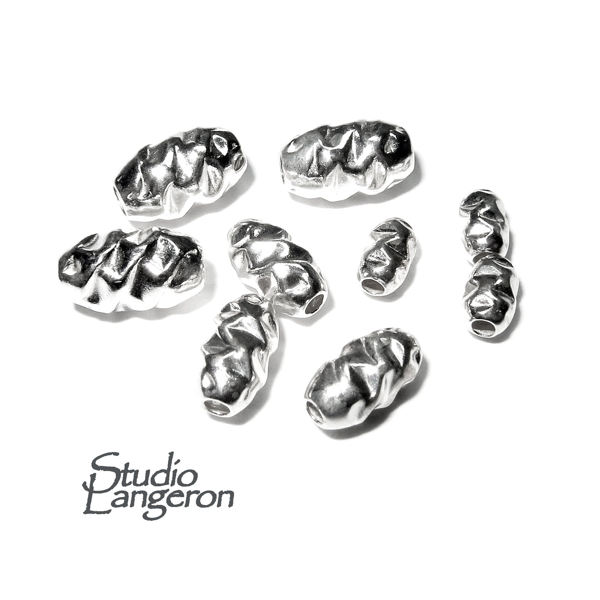 925 Sterling Silver Hammered shiny oval Beads Size 3x5, 4x6.5, 5x7 mm, Jewelry making, Hammered oval Spacer Bead, Silver oval bead - 1 piece