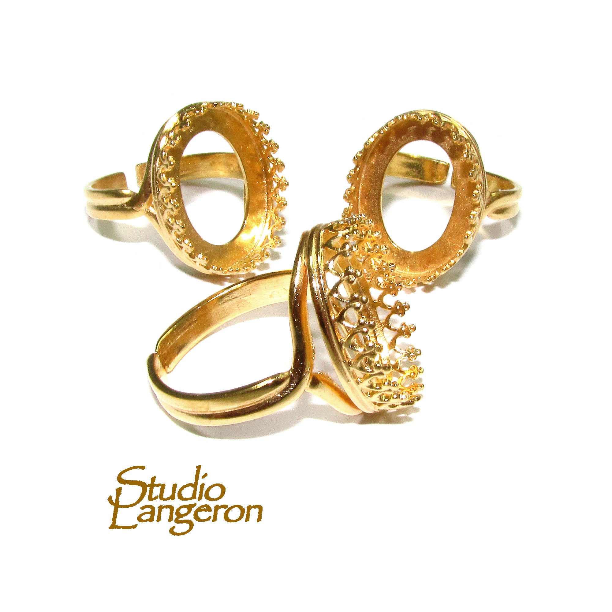 14K Yellow gold filled open blank ring with oval bezel cup 12x16 mm, Base ring, ring gold filled, Jewelry making, 14K gold filled - 1 piece