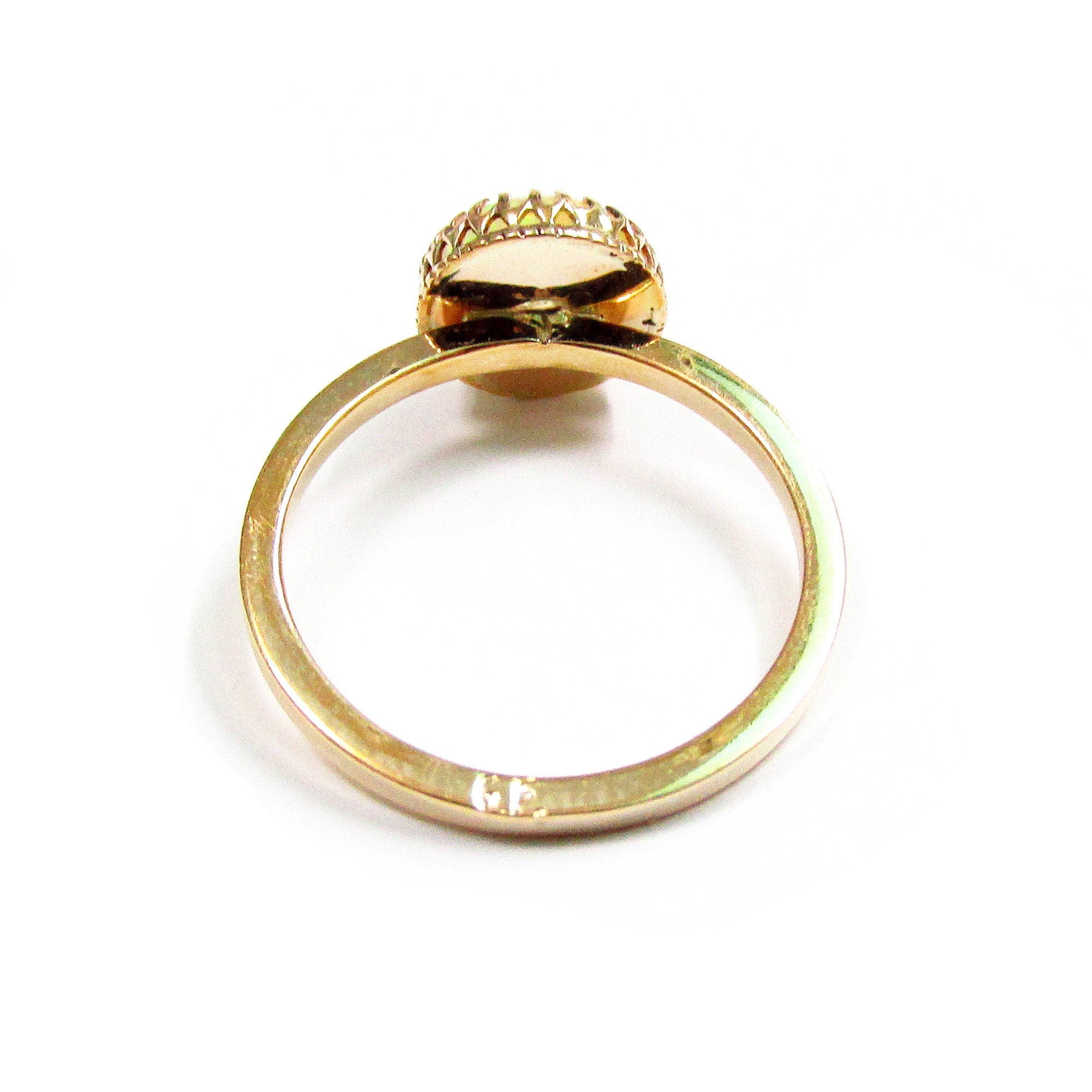 14K Yellow gold filled handmade ring size 6 with welo opal 8 mm, gold filled ring, single copy, handmade ring, welo opal  - 1 piece