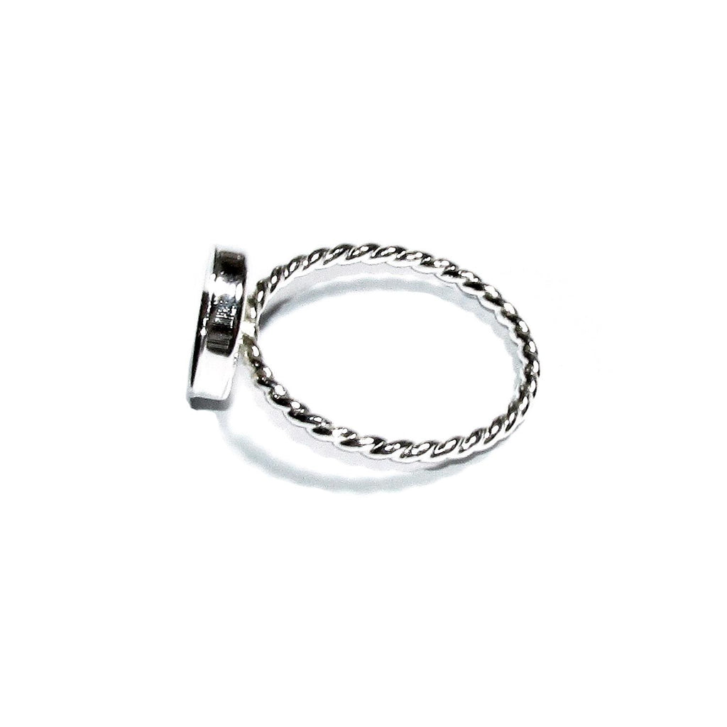 925 sterling silver twisted blank ring with bezel cup 10 mm size 4, 5, 6, 7, 8, 9, 10, 11, bezel cup, base ring, Jewelry making - 1 piece
