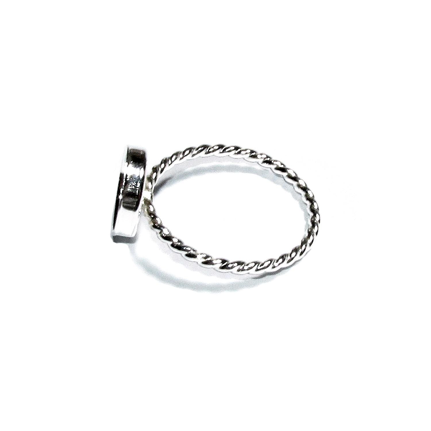 925 sterling silver twisted blank ring with bezel cup 10 mm size 4, 5, 6, 7, 8, 9, 10, 11, bezel cup, base ring, Jewelry making - 1 piece